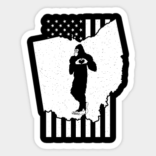 Ohio Bigfoot American Flag Sticker